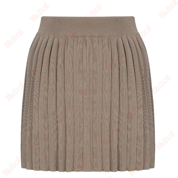 women sweet pleated khaki short skirt